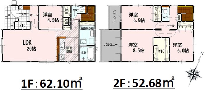 上益城郡益城町 大字古閑 2階建 ４ＬＤＫ 1号【新築】